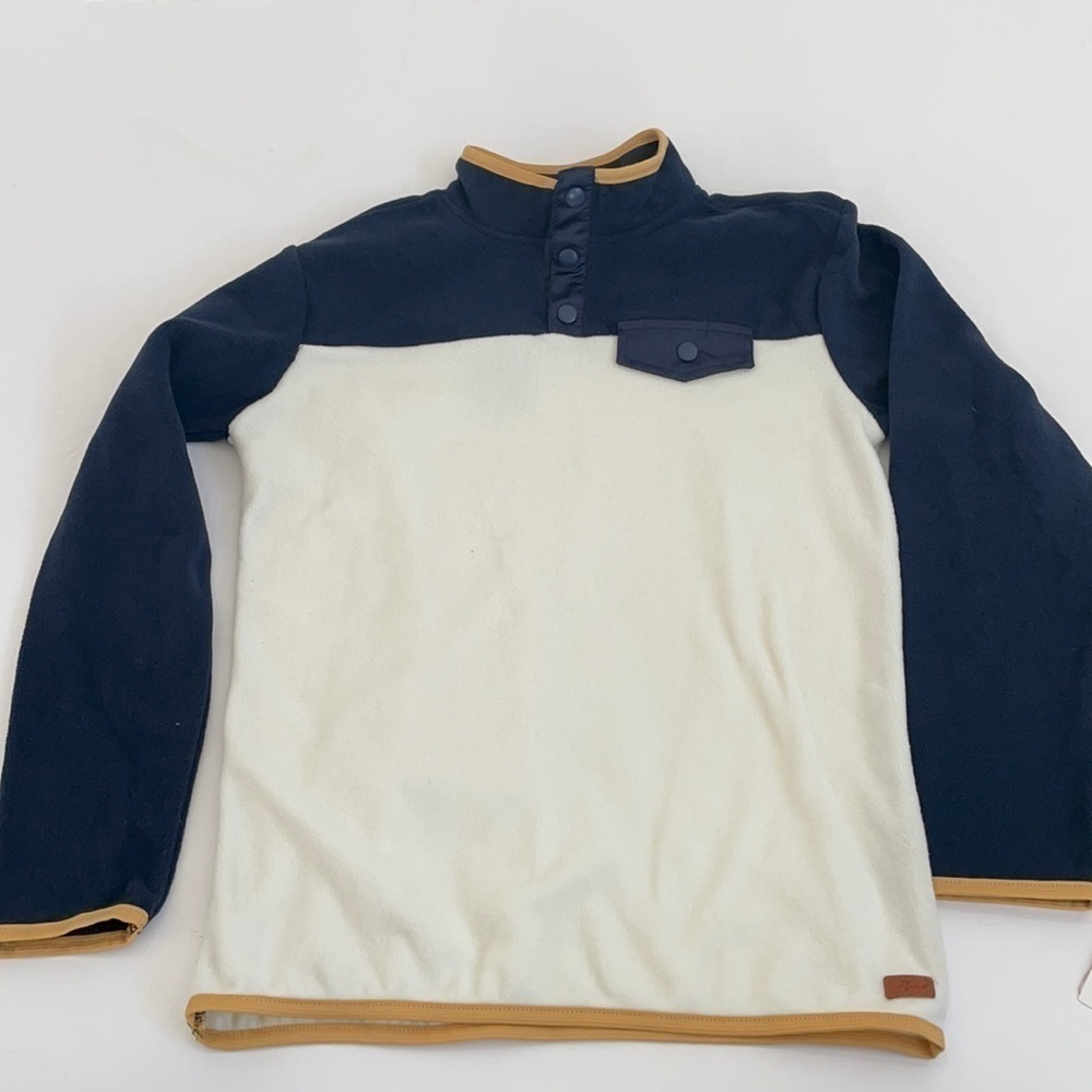 7 for all mankind white navy colorblock fleece pullover l